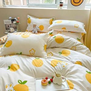 Bedding Sets Fashion Fruit Printed Set Plant Colorful Full King Size Family Flat Bed Sheet Duvet Cover Pillowcase Bedroom Linen