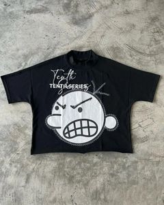 Streetwear Y2K Hip Hop Cartoon Graphic Print Overized T Shirt Mens Women Harajuku Gothic Dolna szyja bawełniany krótkie topy 240425