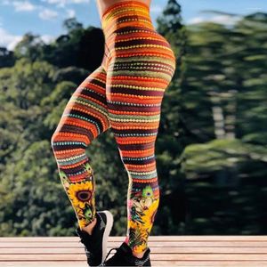 Yoga Outfits Women Pants Fashion Sunflower Print Leggings Fitness Sports Running Athletic Malla Deporte Mujer W#