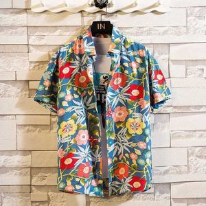 Mäns casual skjortor mode 3d tryckt blommor skjorta män sommar hawaiian skjorta plus storlek strand blommig kort ärm skjortor knapp lapel aloha blus 240424