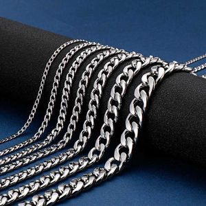 Strands H n 3MM-10mm stainless steel Cuban chain necklace for mens jewelry accessories 240424