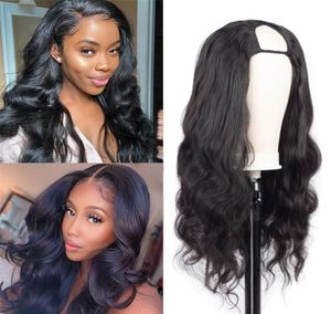 U Part Wig Human Hair No Lace Brazilian Peruvian Indian European Body Wave Straight 100 Hairline Natural Color Afro P8186568