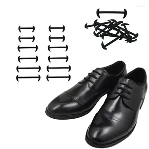 Shoe Parts 12 Pcs No Tie Shoelaces Elastic Silicone Laces Fashion Leather Shoes Simple Rubber Shoelace Leisure Fast Lazy 3 Color