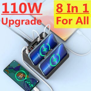 Зарядные устройства 110W 8 портов USB Adapter Adapter Беспроводное зарядное устройство быстро зарядка