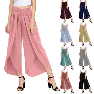 Women's Pants Women Wide Leg High Waisted Yoga Hippie Boho Beach Palazzo Workout