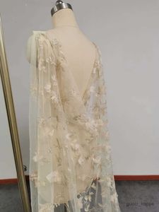 Jóias de cabelo de casamento Champagne 3D Lace ombro Véu novo Cape Bridal Bolero com pino nos ombros acessórios de casamento