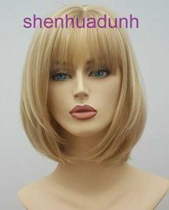 Wig headband golden short straight hair wavy head girls bangs bobo