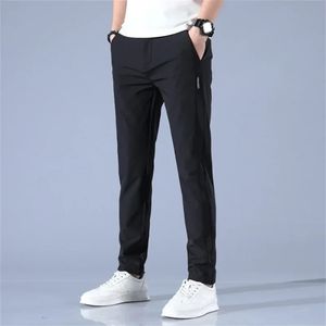 Korean Mens Golf Slim Fit Pants Ice Silk Breathable Leisure Sports Fashion 240425