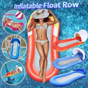 Foldable Inflatable Floating Row Summer PVC Swimming Pool Air Mattresses Water Float Bed Lounger Chair Hammock Beach Pool Party 240425