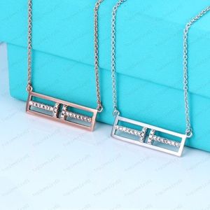 Designer love necklace female stainless steel couple gold chain square pendant neck luxury jewelry gift girlfriend accessories who260B