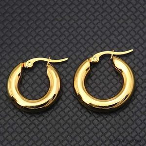 Stud Statement Surgical Steel Thick Chunky Hoop Earrings for Women Men Smooth Round Circle 20mm 25mm Fashion Jewelry Party Gift