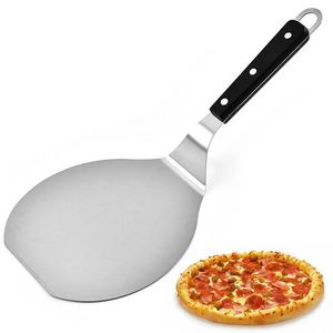 Anti-Scaling Pizza Shovels Trähandtag Runda paddel Spatula rostfritt stål kaka bakverk bakverktyg kök tillbehör