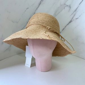 Kvinnlig naturlig lafit gräsbåt färskt klassiskt märke halmvävd fiskare hatt sommarutflykt solskyddsmedel raffia hink hatt 240410