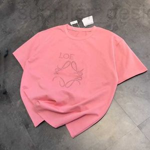 Designer maschile Designer Trendy Loe 24 Primavera/estate 3D Rosa ricamata Rosa Rosa T-shirt a collo rotondo di fascia alta per uomini e donne 57QR