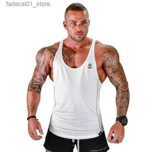 Men's T-Shirts Mens Bodybuilding Tank top Gyms Fitness sleeveless shirt 2021 New Male Cotton clothing Fashion Singlet vest UndershirtQ240426