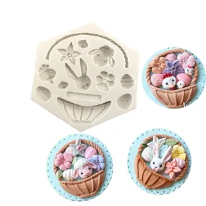 Formy leśne zwierzęcy koszyk silikonowa forma DIY Cake Dekoracja pieczenia czekoladowa forma wielkanocna kwiat koszyk królika silikonowa forma