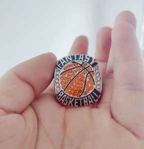 2019 Silver Custom Fantasy League Basketball Orange Crystal Stones Basketball Championship Ring8480318