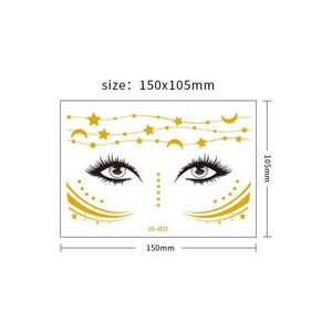 QQLL Tattoo Transfer temporary eye tattoo sticker gold glitter stickers face makeup beauty moon stars face jewels tattoo waterproof wedding bride 240427