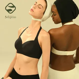 Bras SUJIIN Halter Top Backless Sexy For Women Push Up Seamless Wireless Padded Invisible Bra Women's Underwear Bralette MX112