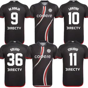 2024 New River Plate Plate Terceira Jersey de futebol preto 24 25 M Borja Lanzini Colidio Solari Adulto Futebol camisetas fãs