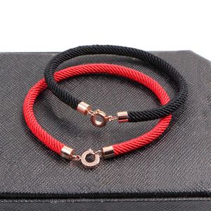 Rose Gold Treasure Home Red Rope Bracelet Primordial Year Red/black Couple Stainless Steel Color Preserving