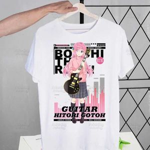 Erkek Tişörtler Bocchi The Rock T-Shirts Yaz Erkekler/Kadın Hip Hop Komik Baskı Kessoku Band Tshirt Hitori Gotou T Shirts Kısa Slve Üstler T240425