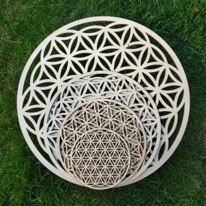 Shorts Wholesale 15/20/30cm High Quality Wooden Sign Flower of Life Sacred Geometry Home Decoration Wood Coaster for Home Wall Decor