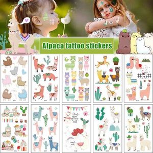 Tattoo Transfer 10 Pacchetto Tattoo FINUNO Tatuaggi Cartoon Tatuaggi temporanei per bambini Tatuaggi ARM BASSI ALPACA CINETTO ANIMALE FUN FUN FUNCIFICA