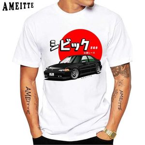 メンズTシャツAmeitte JDM 1995 Old Civic EG8 Sports TシャツNew Men Short Slve Anime Cartoon Car Art T Shirts Boy Casuare TS Shirts T240425