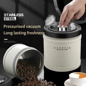 Jars Stainless Steel Airtight Coffee Container Storage Canister Coffee Bean Jar Vacuum Sealed Cans food Kitchen Storage Organizer