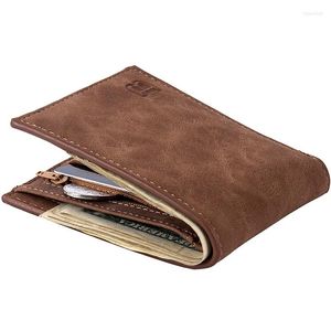 Carteiras Baborry Men carteira fina com bolsa de moeda Zipper Design Dollar Dollar Slim Money Clip Purse Mens Pequeno