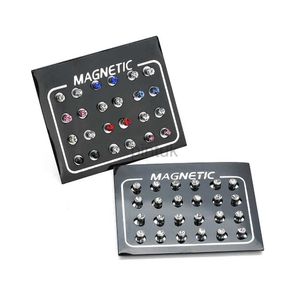 Stud AHKNORMAILCUI 12 Pair/lot 3/4/5/6mm Round Crystal Rhinestone Magnet Stud Earring Puck Womens Magnetic Fake Ear Plug Body Jewelry d240426