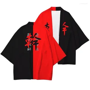 Etniska kläder kanji roliga 3D -tryckning japansk kimono haoli yukata kvinnor/mäns mode sommar avslappnad cool cardigan