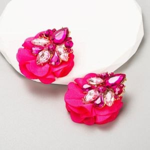 Orecchini per borchie 6 colori fatti a mano petalo di petalo di strass per stoffa floreali per orecchini da donna