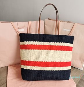 womem tote bag classic woven color-block pattern animates this embroidered lettering shoulder shopping bag large capacity