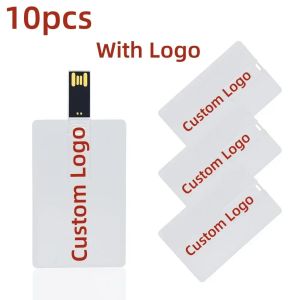 Unidades 10pcs logotipo personalizado Imprimir imagem 128MB 4GB 8G 16GB 32G USB Flash Drive Cartão de crédito Pendrive Nome da empresa
