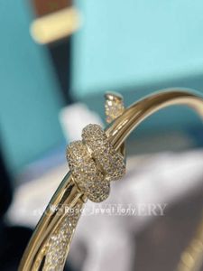 High version Knot series 18K rose gold diamond double row hinge bracelet with the same style Tiffaysgu Ailing headpiece