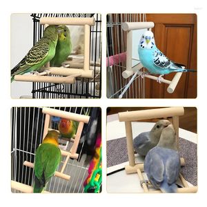 Other Bird Supplies Parrot Toy Wooden Cloud Ladder Climbing And Jumping Platform Pet With Mirror Stand Rack