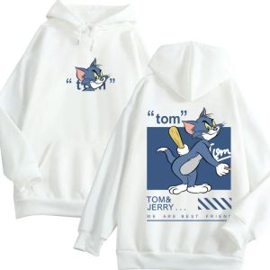 Sweatshirts Jerry Mouse Katze Tom Print Cartoon Comasy Codehoody für Paare 2021 Herbst Lustige süße Hoodies Unisex Kostümpullover