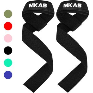 Segurança mkas 1 par de tiras de elevação de ginástica luvas de fitness de fitness envolturas de manutenção de pulseiras de pulso para levantamento de peso de levantamento de peso