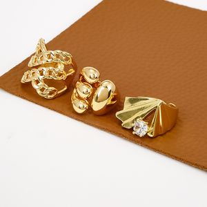 Anel de abertura ampla, ouro banhado a cobre, personalizado e versátil, simples e elegante, novas jóias de design criativo