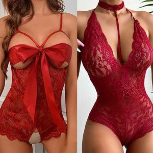 Roupas de sono femininas sexy roupas eróticas quentes para mulheres natal vêm porno lingerie renda vestido sexy babydoll aparel exótico quimise slpwear y240426