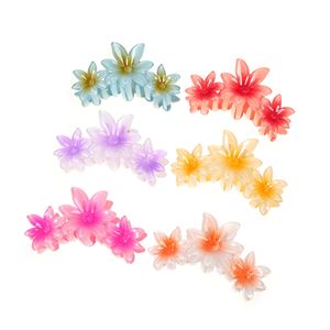 6st Ny Gradient Stor blomma Akrylfrisör för kvinnor Söta hårnålar Hårklor Krabba Clamp Barrettes Hawaiian hårtillbehör