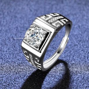 Pure Sier S925 Plated High Carbon Moissanite Ring Simple and Magnificent Mens Ring Wedding Ring Live Broadcast