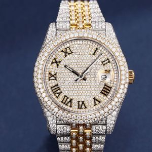 GRA認定完全にモイサナイトダイヤモンドメンズトップラグジュアリーステンレススチールオートマチックデート腕時計ヒップホップアイスアウト男性時計