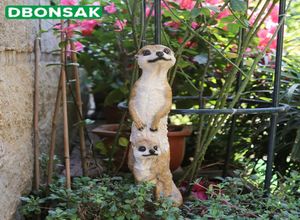 Outdoor Garden Resin Mongoose Crafts Statues Decoration Home Courtyard Balcony Cute Cat Animal Sculptures Decor Park Ornaments T205671770