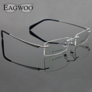Lentes puras óculos de titânio Óculos ópticos sem aro Prescrição espetácia óculos sem moldura para homens de olhos 11090 Slim Temple