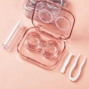 Kontaktlinstillbehör Portable Contact Lens Box Transparent pincett Sug Stick Container Set Plastkontaktlinser förvaringslåda för resor D240426