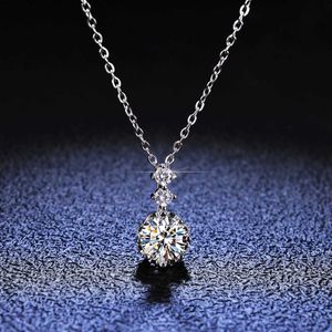 Sier S925 Sterling Pinging 1 Mosan Diamond Colar Sier Pendant Womens Fashion Classic Snowflake Jeia