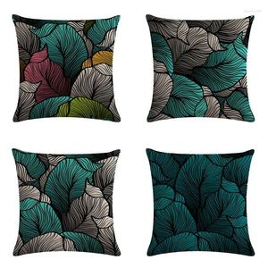 Pillow Watercolor Leaves Geometric Triangles Ginkgo Leaf Coral Pattern Linen Cover Home Decor Case ZY392